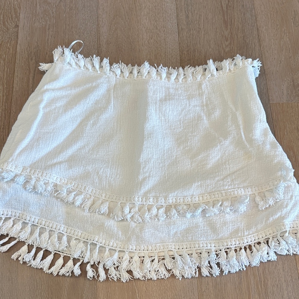 Skylar + Madison Cream Fringe Skirt